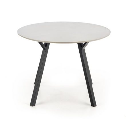 Modern kerek világos szürke étkezőasztal fekete lábakkal. Méretei: Magasság: 74 cm Átmérő: 100 cm