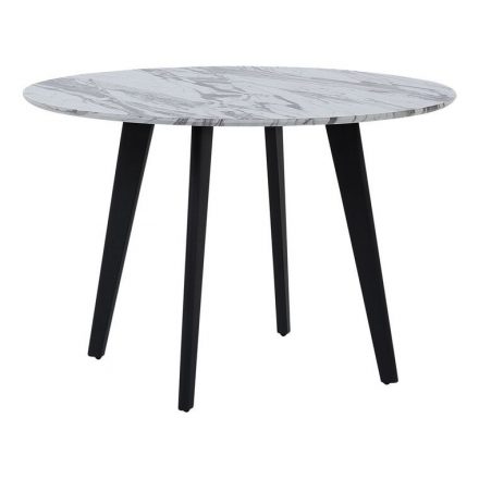 Elegáns márvány hatású kerek étkezőasztal fekete lábakkal. Méretei: magasság: 75 cm átmérő: 110 cm