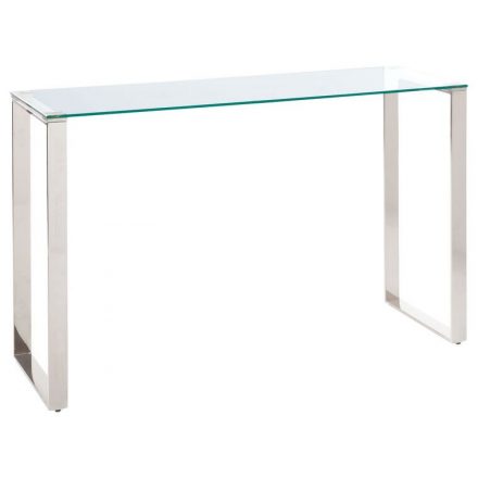 Modern és letisztult fém és üveg konzol asztal. Méretei:  Magasság: 75 cm Szélesség: 120 cm