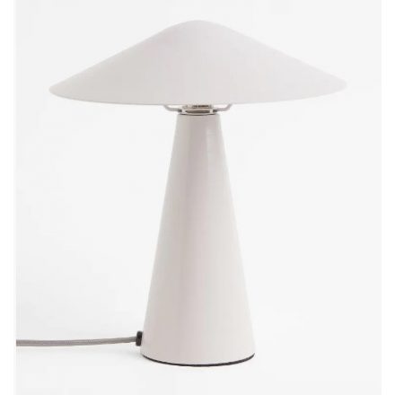 Modern világos szürkésbézs asztali lámpa lakozott fémből. Méretei:  Magasság: 28 cm Átmérő: 26 cm