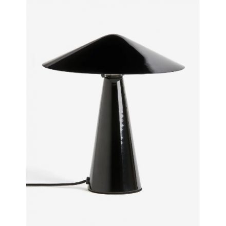 Modern fekete színű lakozott fém asztali lámpa. Méretei: Magasság: 28 cm Átmérő: 26 cm