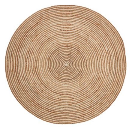 Natúr bézs színű rattan hatású 180 cm átmérőjű kerek szőnyeg.