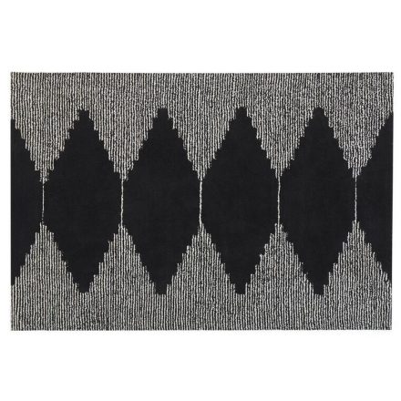 Modern fekete és fehér minimál stílusú pamut szőnyeg. Mérete: 160x230 cm