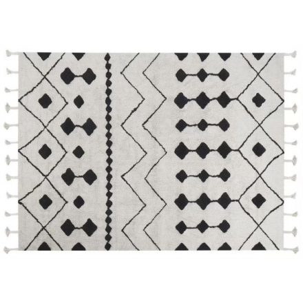 Skandináv stílusú fekete fehér pamut szőnyeg. Mérte: 160x230 cm