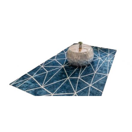 Modern geometriai mintás kék fehér szőnyeg. Mérete: 130x190