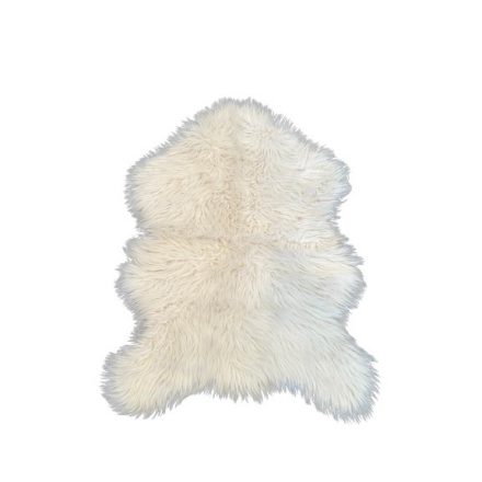 Hófehér mű bárányszőr szőnyeg hosszú szőrű. Mérete: 60x90 cm