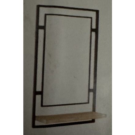 Fém keretes dekoratív fali tükör 1 fa polccal. Méretei: 60x120x22 cm